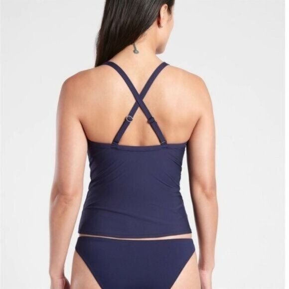 Athleta Womens Twist Up Tankini Top Swim Tank UPF 50+ Blue 32 D/DD - Picture 4 of 13